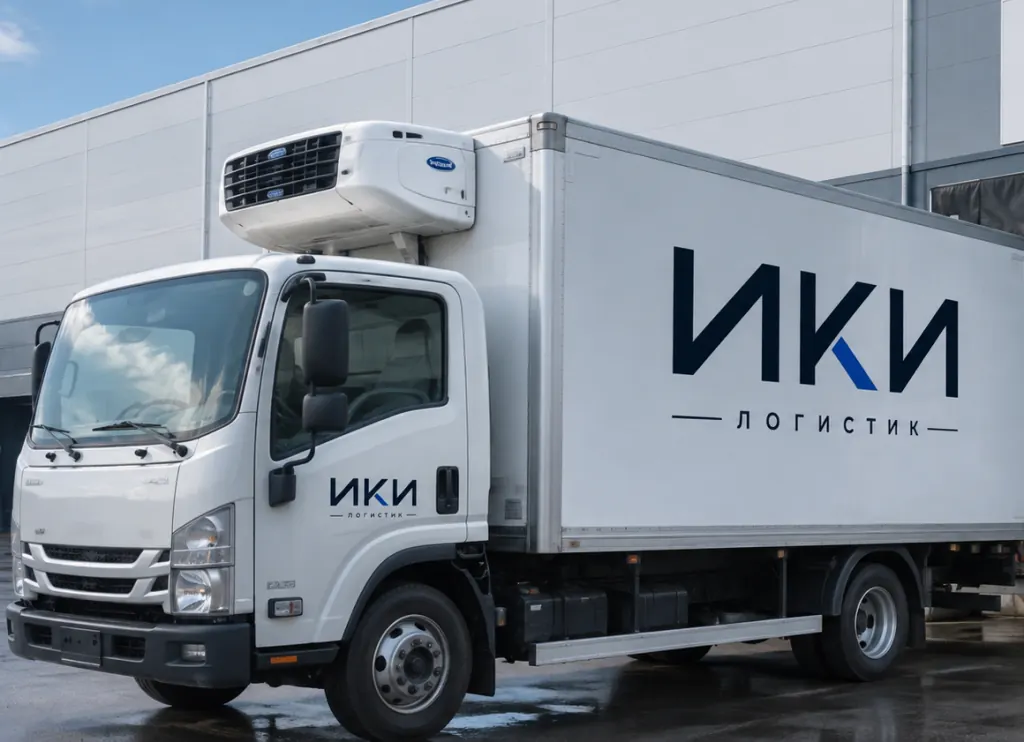 Среднетоннажный рефрижератор ИКИ ЛОГИСТИК (JAC N120, КамАЗ «Компас») на погрузке у складского терминала