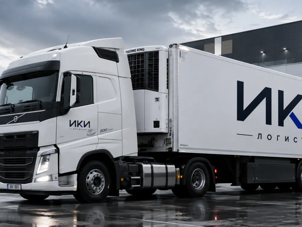 Тягач Volvo с рефрижераторным полуприцепом ИКИ ЛОГИСТИК и холодильной установкой Carrier